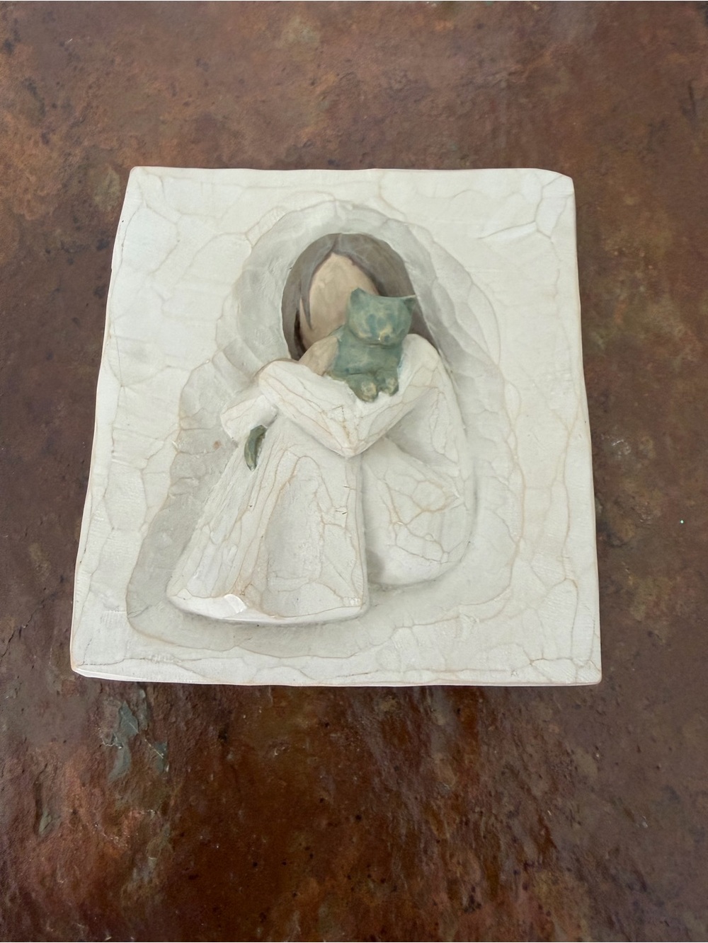 Willow Tree - “Comfort” Plaque-Angel Figurine Holding Cat